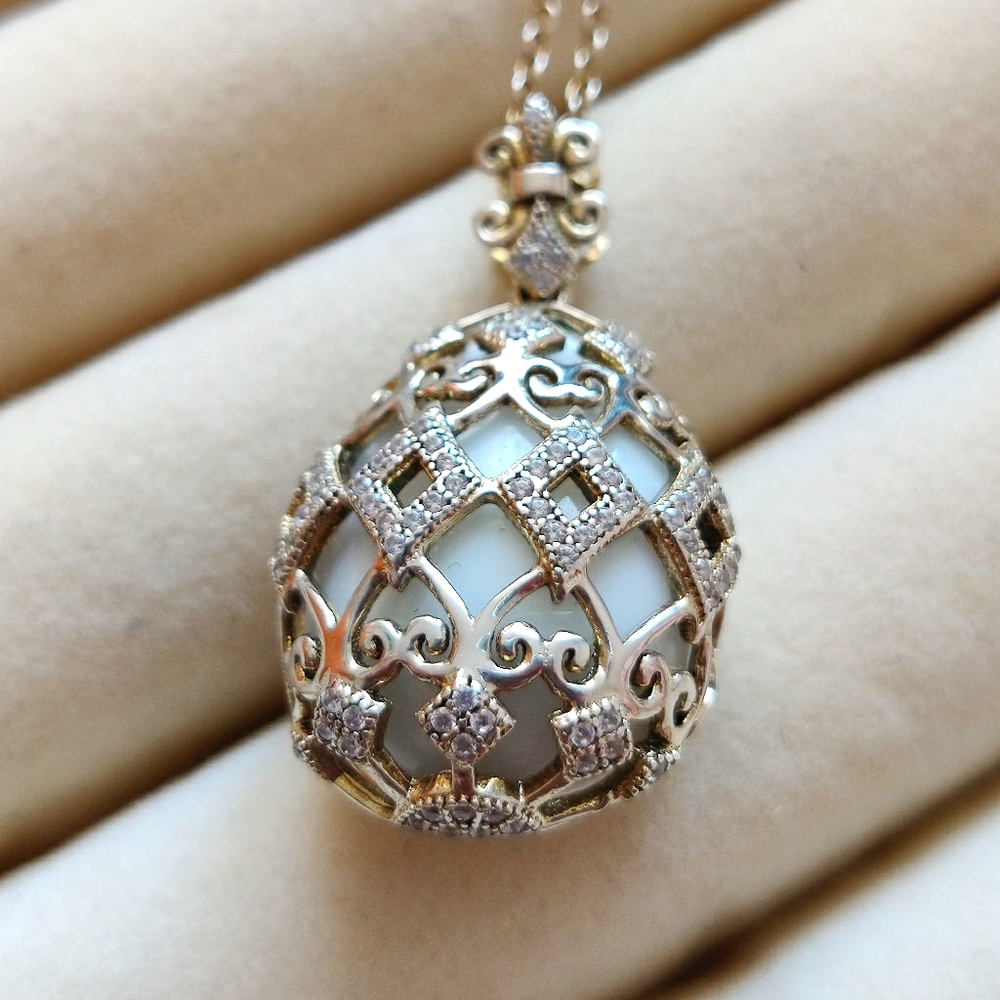 SOLD Antique Silver Fabergé Egg Pendant